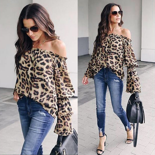 Gabella Leopard Long Sleeve Blouse